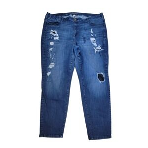 Lane Bryant Skinny Jeans Womens 26 Blue Good Distressed Ripped Denim Stretch